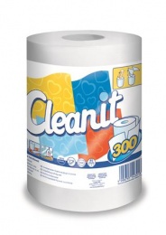 Törlőkendő, tekercses, univerzális, 2 rétegű, LUCART "CLEANIT 300", fehér